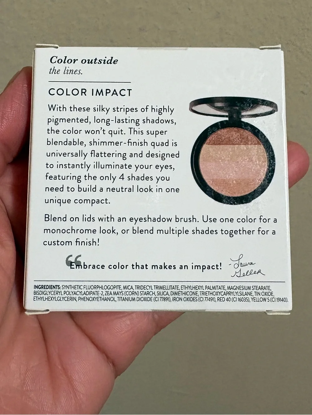 Laura Geller Color Impact Silky Eyeshadow Stripes THINK PINK Rose Gold Brand New